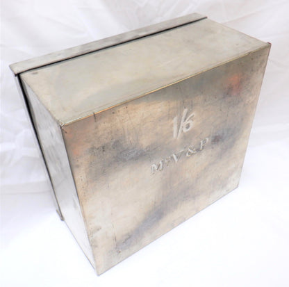 McVITIE & PRICE BISCUIT COMPANY of Scotland, Large Silver Antique Biscuit Tin Container