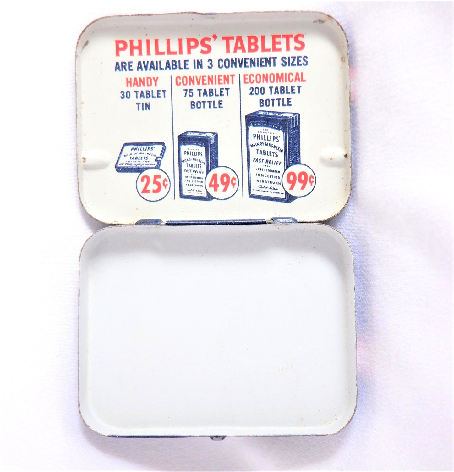 PHILLIPS MILK OF MAGNESIA TABLETS Vintage Tin Pocket Container, by Sterling Drugs, Windsor Ontario