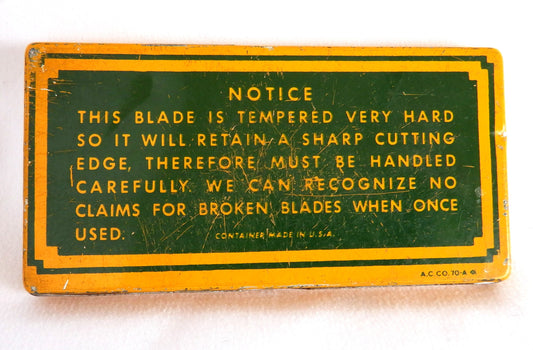 Vintage Farm Implement Tin Container: 'STEWART #360 TOP BLADE' with BONUS Brand New-Old Stock Blade!