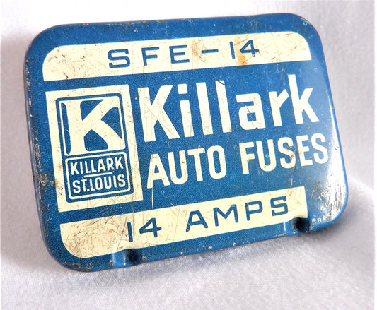 Vintage Automotive Tin Container, by KILLARK AUTO FUSES #SFE-14 Amps, Made in USA