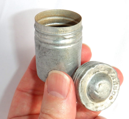 ANTIQUE ANSCO 35mm FILM CAN TIN CONTAINER, with original unpainted matching lid!