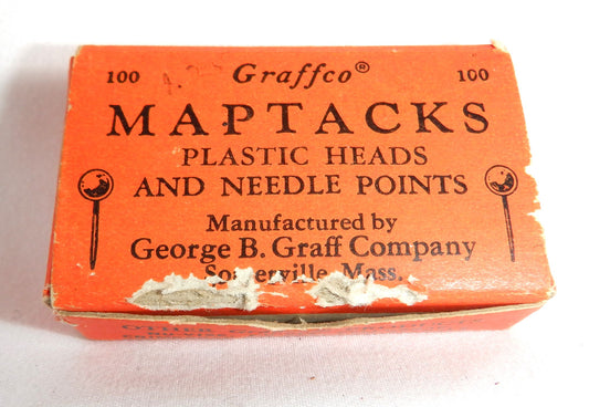VINTAGE CARDBOARD BOX OF M6 GRAFFCO MAPTACKS