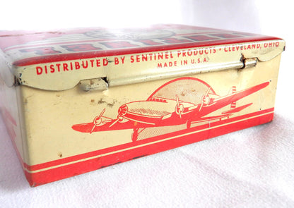 Antique American Tin With Full Contents: 1930's SENTINEL JUNIOR ACE FIRST AID KIT by Sentinel Products of Cleveland, Ohio