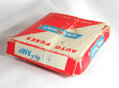 Vintage Automotive Electrical Cardboard Box with partial contents included: 'UNIPOINT AUTO FUSES'