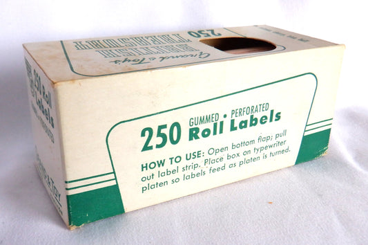 GRAND & TOY LTD OF TORONTO: Vintage Dispenser Box FULL of Gummed File Folder Lables Salmon Coloured!
