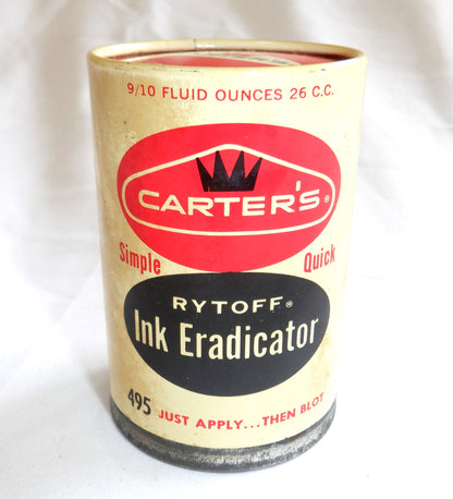 Vintage Tin Container by Carter's Ink Company USA: 'CARTER'S RYTOFF INK ERADICATOR', MADE IN CANADA