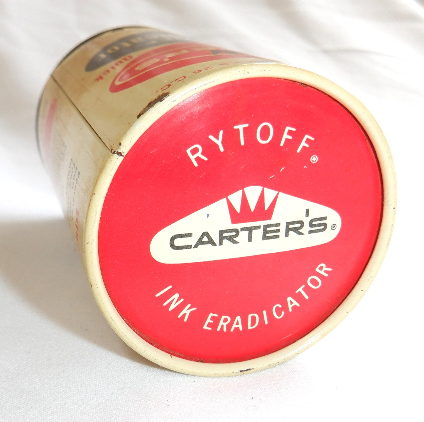 Vintage Tin Container by Carter's Ink Company USA: 'CARTER'S RYTOFF INK ERADICATOR', MADE IN CANADA