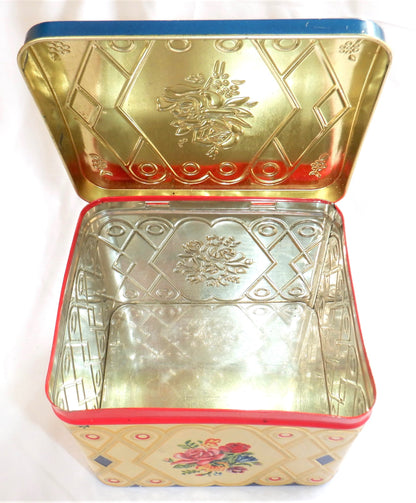 Antique Hinged-Lid Biscuit Tin by Gray Dunn of Scotland: 'ROSE CHEST'