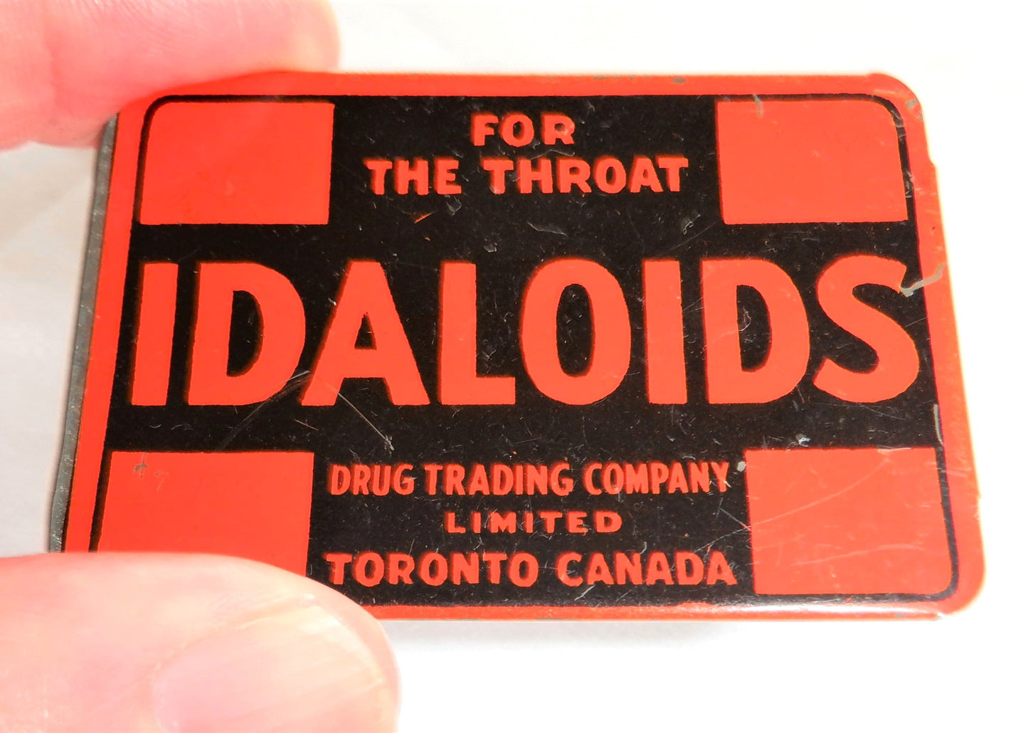 IDALOIDS LOZENGES Antique Tin Pocket Container, by The Drug Trading Company Limited Toronto, CANADA