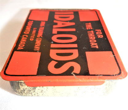 IDALOIDS LOZENGES Antique Tin Pocket Container, by The Drug Trading Company Limited Toronto, CANADA