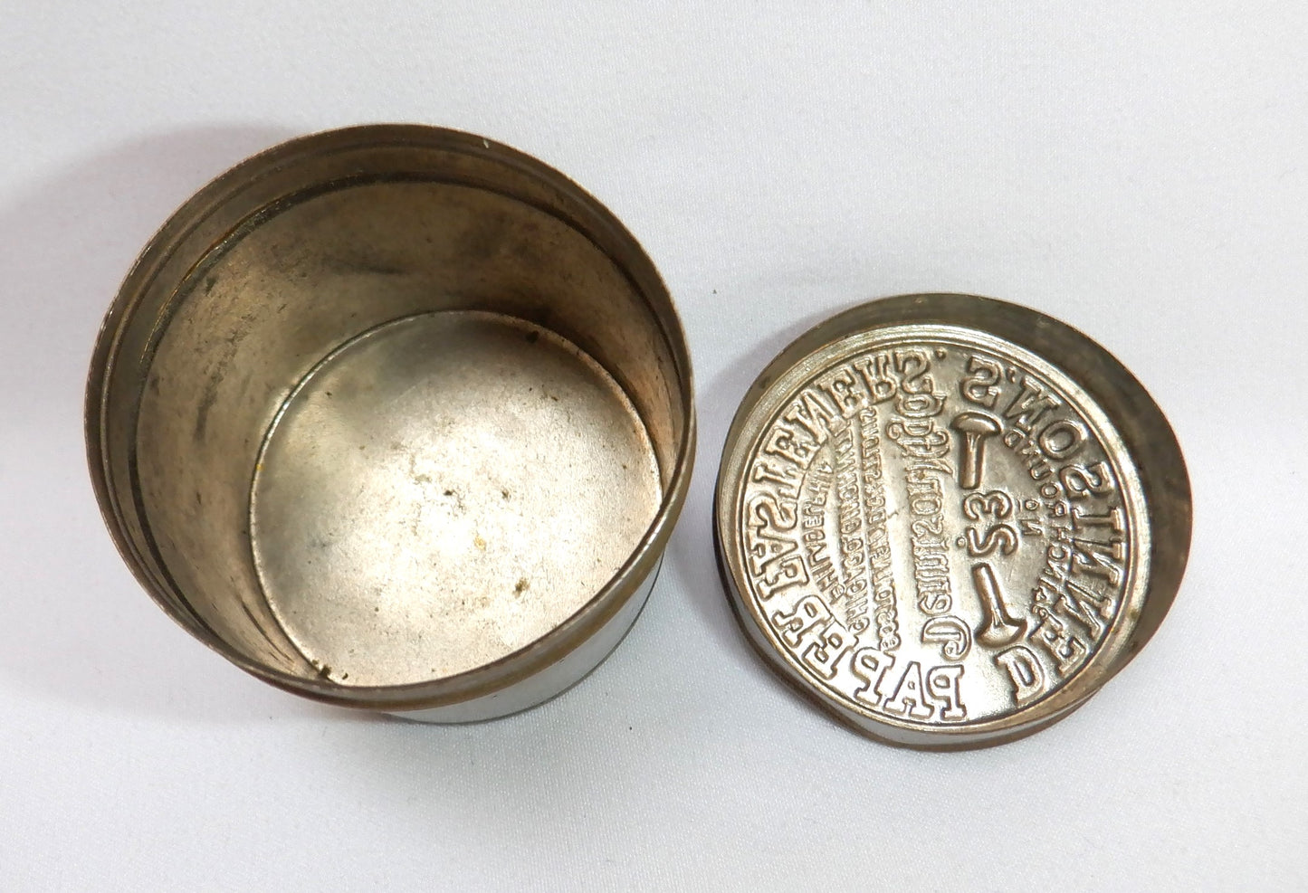 Antique Gold Tin Can Container from The United States of America: 'DENNISON'S No. 23 PAPER FASTENERS'