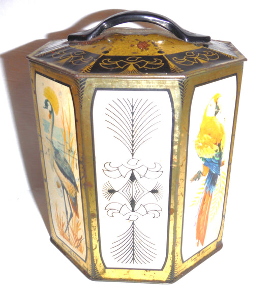 A Vintage Peek, Frean & Company Limited of London, England Tea Caddy: 'Rare Birds-Inspired Tea Caddy'