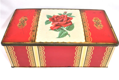 GRAY DUNN BISCUIT MANUFACTURERS: "ROSES" A Vintage Scottish Biscuit Tin with Original Cookie Photograph!