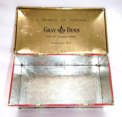 GRAY DUNN BISCUIT MANUFACTURERS: "ROSES" A Vintage Scottish Biscuit Tin with Original Cookie Photograph!