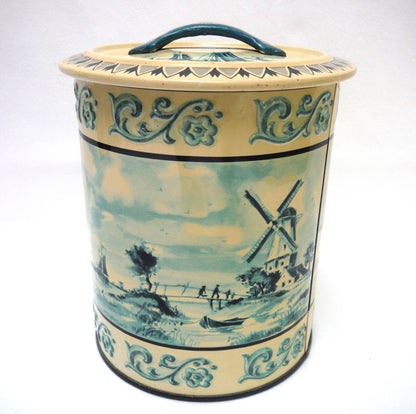 Vintage Tea Caddy from Western Germany: 'SAILING SHIPS and DUTCH DELFTS-LIKE WINDMILLS'