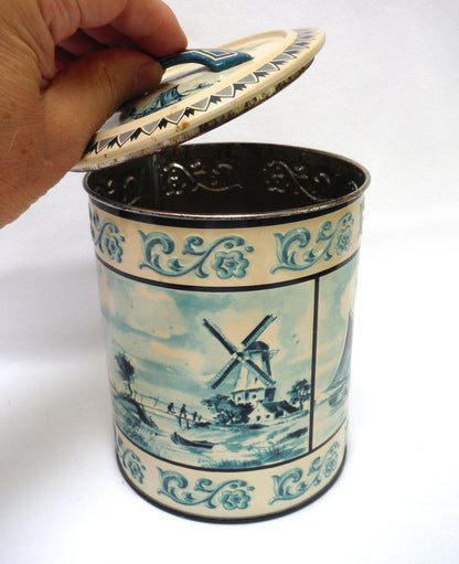 Vintage Tea Caddy from Western Germany: 'SAILING SHIPS and DUTCH DELFTS-LIKE WINDMILLS'