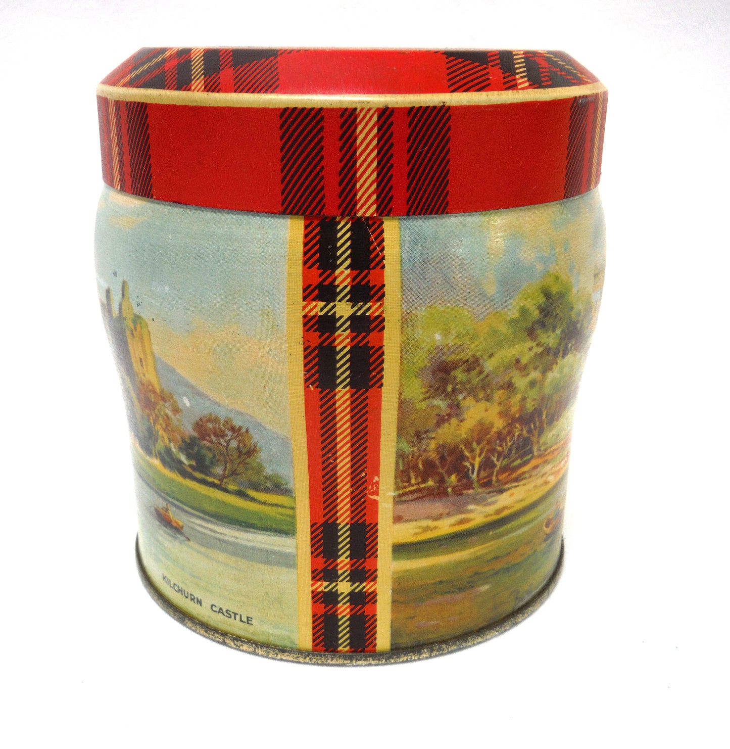 Vintage Tin Container, by Thorne's Premier Toffee Company of Leeds, England: 'KILCHURN CASTLE and CULZEAN CASTLE'