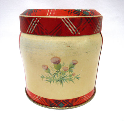 Vintage Tin Container, by Thorne's Premier Toffee Company of Leeds, England: 'EDINBURGH CASTLE PARADE and The SCOTTISH THISTLE'