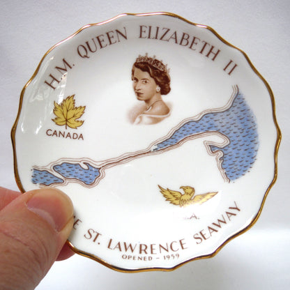 H.M. QUEEN ELIZABETH II SOUVENIR TRINKET TRAY: Celebrating The 1959 St. Lawrence Seaway Opening