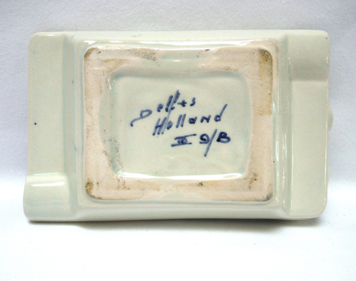 Vintage Delft Blue Rectangular Trinket Dish Holland Windmill and Clogs Ash Tray