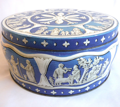 Vintage GREEK MARBLE GARDEN TIN, by Huntley & Palmers of London, England