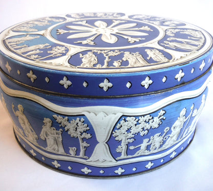 Vintage GREEK MARBLE GARDEN TIN, by Huntley & Palmers of London, England