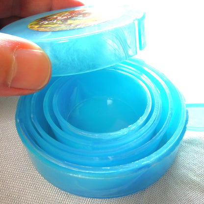 Vintage Portable Collapsing Travel Mug in Turquoise Blue: ROYAL CANADIAN MOUNTED POLICE, by "Collaps-A-Mug" of Hong Kong