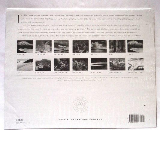 2006 ANSEL ADAMS Large Sized 14-Image Yearly Spiral Bound Wall Calendar, by Little Brown & Company