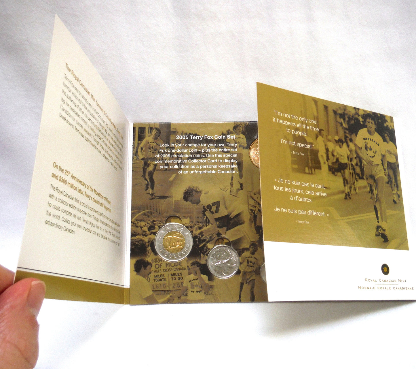 2005 TERRY FOX COIN COLLECTOR CARD, Bonus ALL SIX ORIGINAL COINS ARE INCLUDED!