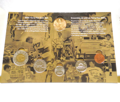 2005 TERRY FOX COIN COLLECTOR CARD, Bonus ALL SIX ORIGINAL COINS ARE INCLUDED!