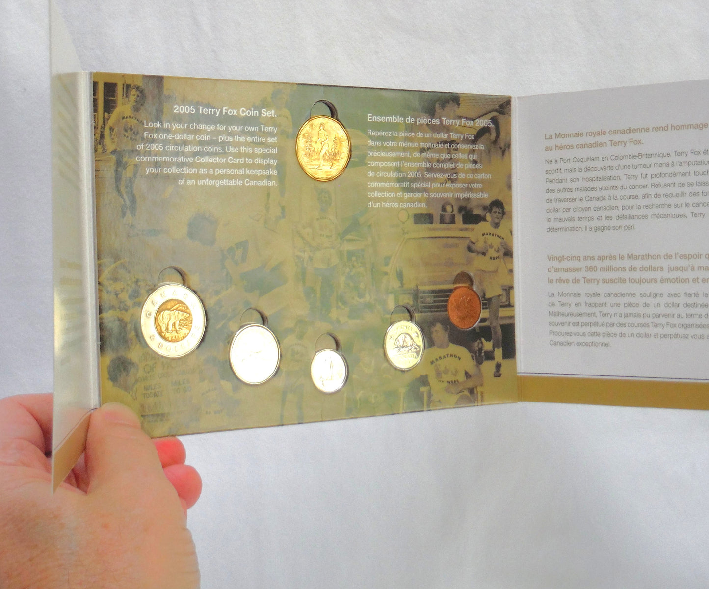 2005 TERRY FOX COIN COLLECTOR CARD, Bonus ALL SIX ORIGINAL COINS ARE INCLUDED!