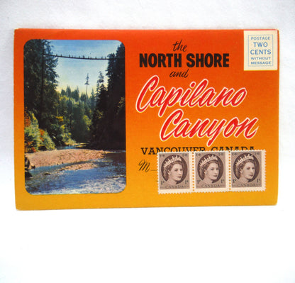 1950's RARE CANADIAN POSTCARD COLLECTION: The North Shore and Capilano Canyon, Vancouver, BC, Canada, with Three BONUS 1954 1-Cent QEII Stamps!