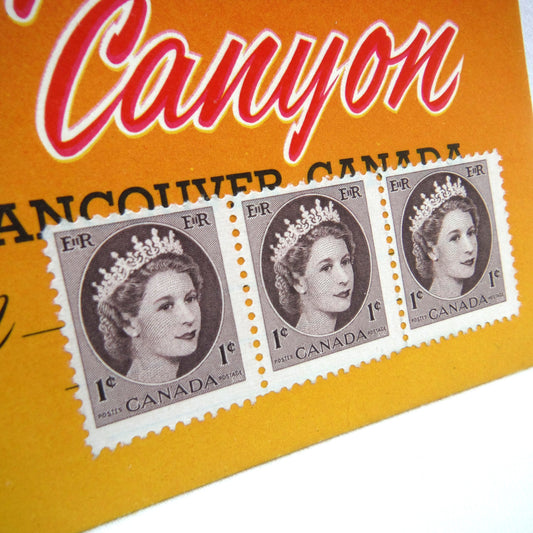1950's RARE CANADIAN POSTCARD COLLECTION: The North Shore and Capilano Canyon, Vancouver, BC, Canada, with Three BONUS 1954 1-Cent QEII Stamps!