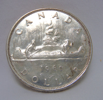 1960 CANADIAN SILVER $1 DOLLAR COIN: 80% Pure Silver