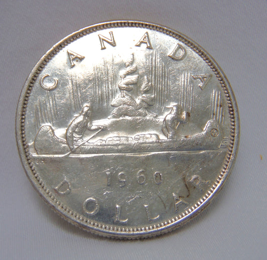 1960 CANADIAN SILVER $1 DOLLAR COIN: 80% Pure Silver