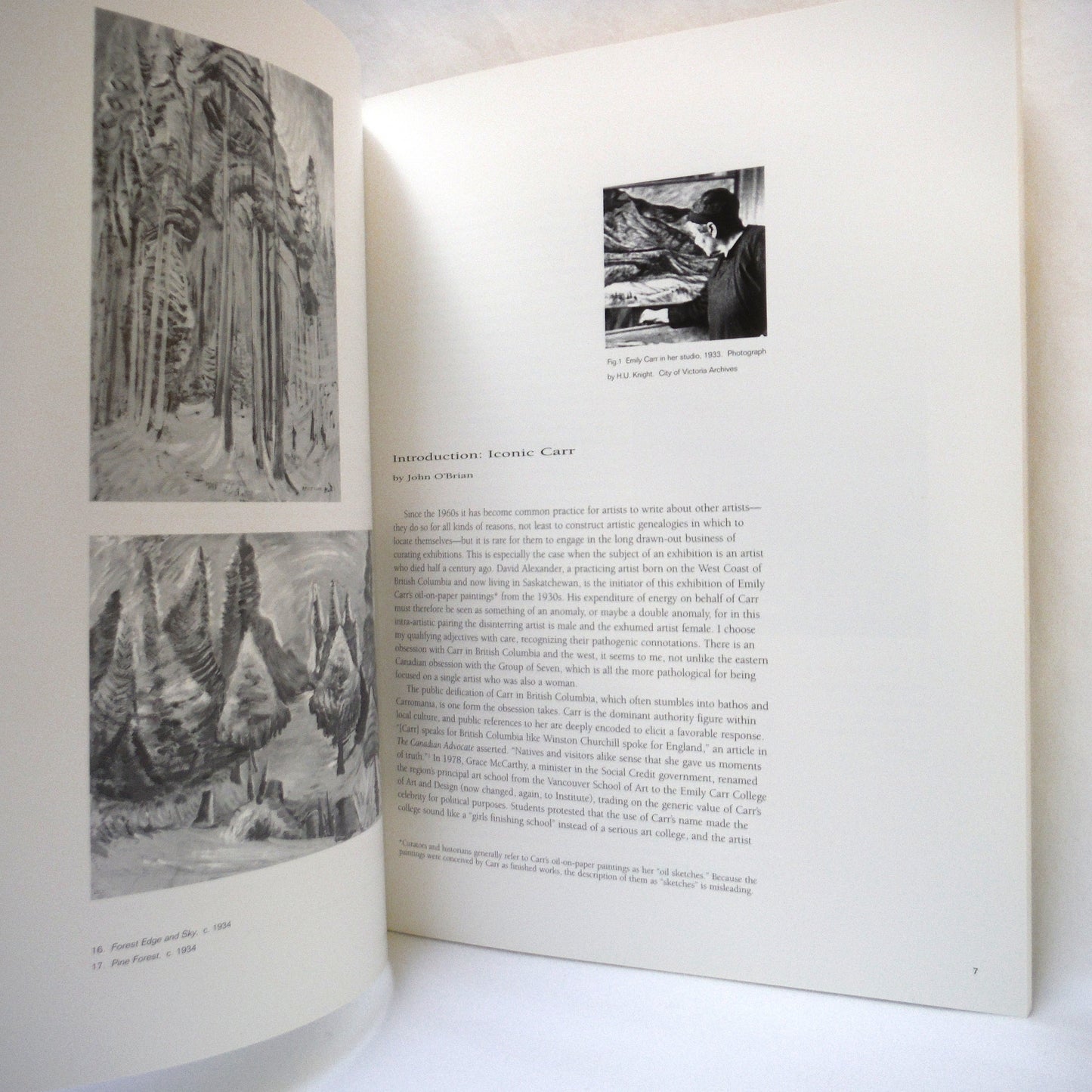 GASOLINE, OIL, AND PAPER, The 1930's Oil-On-Paper Paintings of Emily Carr, Curated by David Alexander and John O'Brian, and The Mendel Art Gallery of Saskatoon Canada (1995 1st Ed.)
