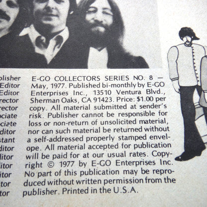 THE BEATLES ARE COMING AGAIN, Their Music, Lives and More! By E-GO COLLECTORS SERIES Magazine No. 8 (1977 1st Ed.)