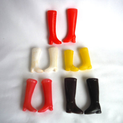 MADDIE MOD ACCESSORIES PACKAGE, For any 11.5-inch Tall Barbie Doll: LOT 5, FIVE PAIR OF BOOTS, INCLUDING YELLOW PAIR.