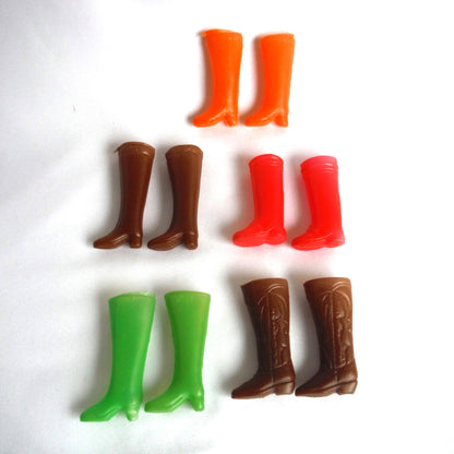 MADDIE MOD ACCESSORIES PACKAGE, For any 11.5-inch Tall Barbie Doll: LOT 5, FIVE PAIR OF BOOTS, INCLUDING ORANGE PAIR.