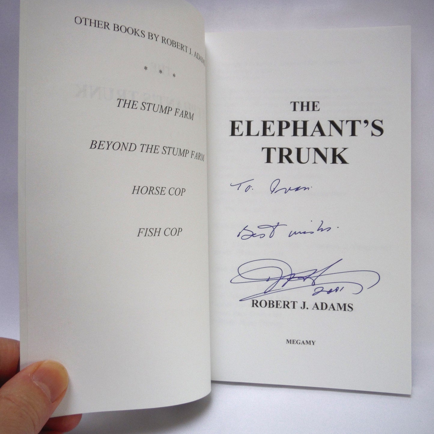 THE ELEPHANT'S TRUNK, by Robert J. Adams (1st Ed. SIGNED)