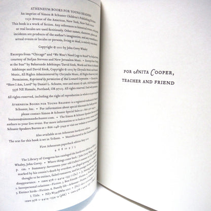 WHERE THINGS COME BACK, A Young Teen Novel by John Corey Whaley (2012 1st PB Ed.)