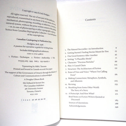 A PASSION FOR NARRATIVE, A Guide For Writing Fiction, by Jack Hodgins (1993 1st Ed.)