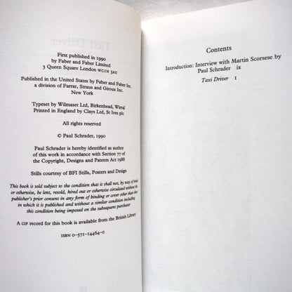 TAXI DRIVER, The Screenplay by Paul Schrader (1990 1st Ed.)
