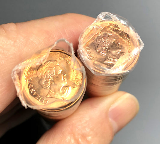 2010/2011 CANADIAN PENNY, TWO Brand New Uncirculated Full Rolls of 50 each (Magnetic & Non-Magnetic)