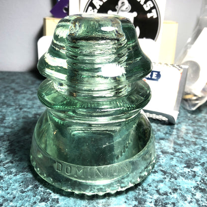 DOMINION GLASS CANADIAN TELEGRAPH INSULATOR #42D, in a Beautiful Dusty Rose Colour, (AND various shades of Green)