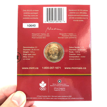 2006 CANADIAN LUCKY $1 LOONIE OFFICIAL FIRST DAY COIN, in Original Presentation Folder!
