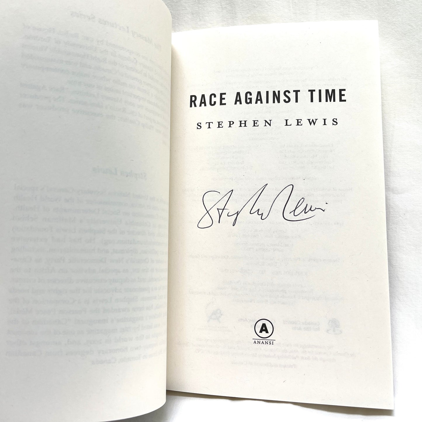 RACE AGAINST TIME, by Stephen Lewis (1st Ed. SIGNED)