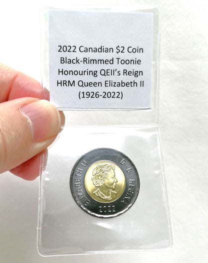 2022 Canadian Black-Rimmed $2 Toonie Coin: Honouring the Reign of HRM Queen Elizabeth II (1926-2022) in a Special Presentation Holder