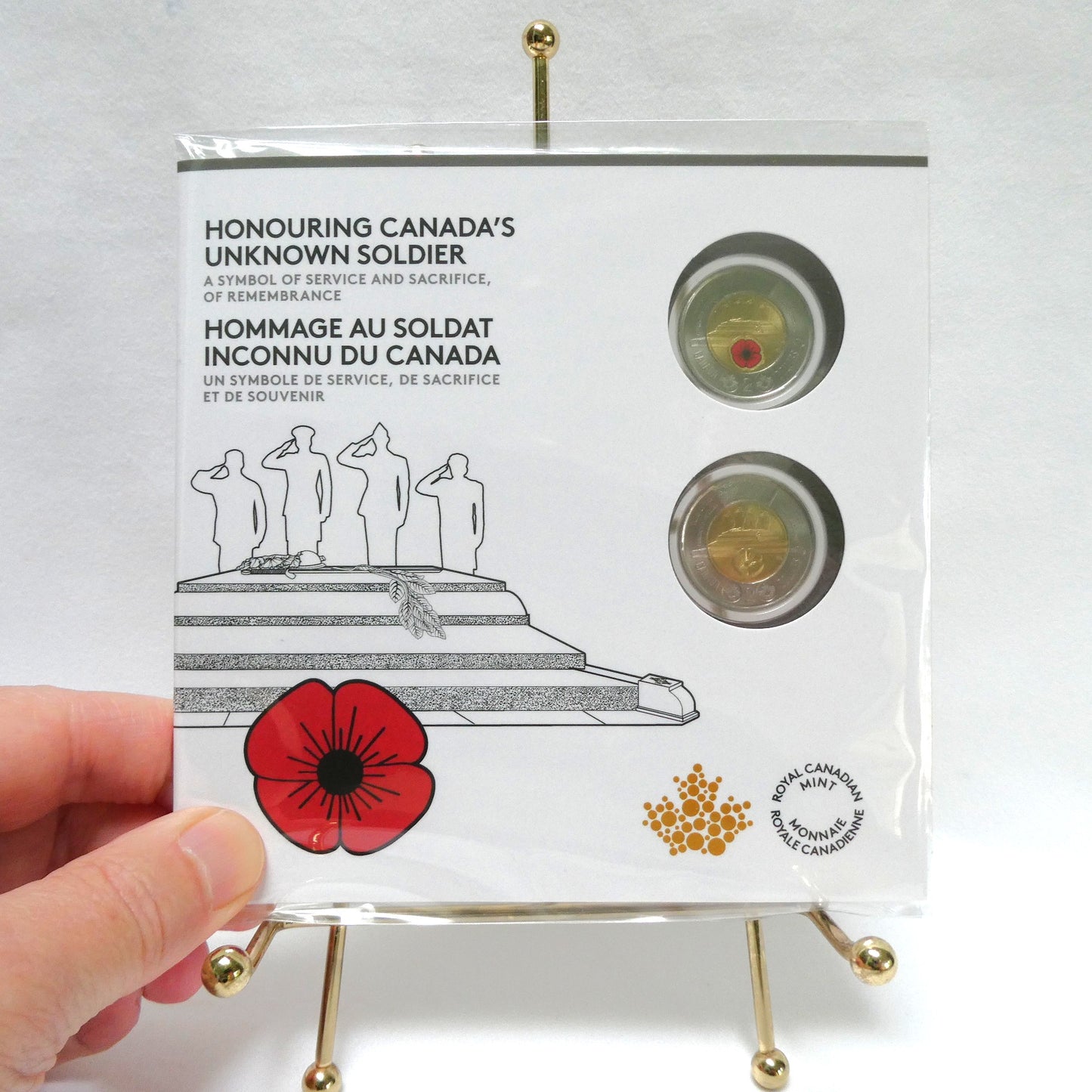 2025 Canadian $2 Two-Coin Set HONOURING CANADA'S UNKNOWN SOLDIER: Commemorative Card Featuring Double Toonies (Coloured and Non Coloured)