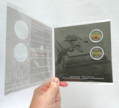 2025 Canadian $2 Two-Coin Set HONOURING CANADA'S UNKNOWN SOLDIER: Commemorative Card Featuring Double Toonies (Coloured and Non Coloured)